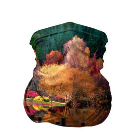 Бандана-труба 3D с принтом Осень в Кировске, 100% полиэстер, ткань с особыми свойствами — Activecool | плотность 150‒180 г/м2; хорошо тянется, но сохраняет форму | autumn | boat | bright | colors | forest | paint | river | trees | деревья | краски | лес | лодка | осень | река | цвета | яркие