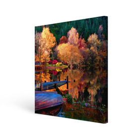 Холст квадратный с принтом Осень в Кировске, 100% ПВХ |  | autumn | boat | bright | colors | forest | paint | river | trees | деревья | краски | лес | лодка | осень | река | цвета | яркие