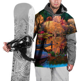 Накидка на куртку 3D с принтом Осень в Кировске, 100% полиэстер |  | autumn | boat | bright | colors | forest | paint | river | trees | деревья | краски | лес | лодка | осень | река | цвета | яркие