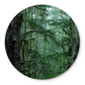 Коврик круглый с принтом Дремучий лес в Кировске, резина и полиэстер | круглая форма, изображение наносится на всю лицевую часть | camouflage | dense | fog | forest | spruce | tree | дремучий | ёлка | ельник | камуфляж | лес | маскировка | туман