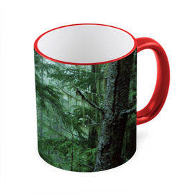Кружка 3D с принтом Дремучий лес в Кировске, керамика | ёмкость 330 мл | camouflage | dense | fog | forest | spruce | tree | дремучий | ёлка | ельник | камуфляж | лес | маскировка | туман