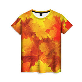 Женская футболка 3D с принтом Осень в Кировске, 100% полиэфир ( синтетическое хлопкоподобное полотно) | прямой крой, круглый вырез горловины, длина до линии бедер | autumn | bright | color | forest | leaves | maple | paint | trees | деревья | клен | краски | лес | листья | осень | цвета | яркие