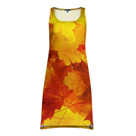 Платье-майка 3D с принтом Осень в Кировске, 100% полиэстер | полуприлегающий силуэт, широкие бретели, круглый вырез горловины, удлиненный подол сзади. | autumn | bright | color | forest | leaves | maple | paint | trees | деревья | клен | краски | лес | листья | осень | цвета | яркие