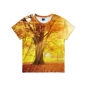 Детская футболка 3D с принтом Осень в Кировске, 100% гипоаллергенный полиэфир | прямой крой, круглый вырез горловины, длина до линии бедер, чуть спущенное плечо, ткань немного тянется | autumn | bright | colors | forest | paint | trees | деревья | краски | лес | осень | цвета | яркие