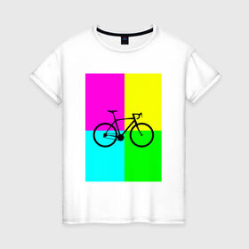 Женская футболка хлопок с принтом Велосипед фикс в Кировске, 100% хлопок | прямой крой, круглый вырез горловины, длина до линии бедер, слегка спущенное плечо | fix | вело | велосипед | прикол | фикс
