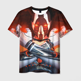 Мужская футболка 3D с принтом Огненный ангел тьмы в Кировске, 100% полиэфир | прямой крой, круглый вырез горловины, длина до линии бедер | киборг | огонь | робот