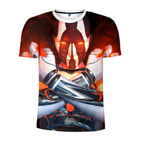 Мужская футболка 3D спортивная с принтом Огненный ангел тьмы в Кировске, 100% полиэстер с улучшенными характеристиками | приталенный силуэт, круглая горловина, широкие плечи, сужается к линии бедра | киборг | огонь | робот