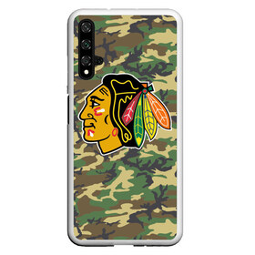 Чехол для Honor 20 с принтом Blackhawks Camouflage в Кировске, Силикон | Область печати: задняя сторона чехла, без боковых панелей | Тематика изображения на принте: camouflage | chicago blackhawks | hockey | nhl | нхл | хоккей