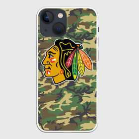 Чехол для iPhone 13 mini с принтом Blackhawks Camouflage в Кировске,  |  | camouflage | chicago blackhawks | hockey | nhl | нхл | хоккей