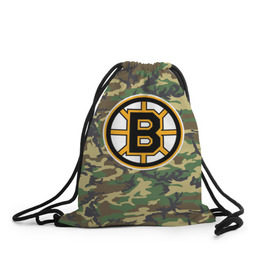 Рюкзак-мешок 3D с принтом Bruins Camouflage в Кировске, 100% полиэстер | плотность ткани — 200 г/м2, размер — 35 х 45 см; лямки — толстые шнурки, застежка на шнуровке, без карманов и подкладки | boston bruins | camouflage | hockey | nhl | нхл | хоккей