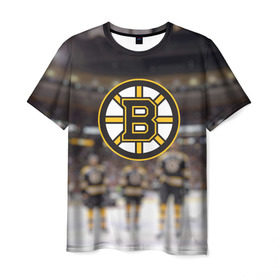Мужская футболка 3D с принтом Boston Bruins в Кировске, 100% полиэфир | прямой крой, круглый вырез горловины, длина до линии бедер | бостон | брюинз