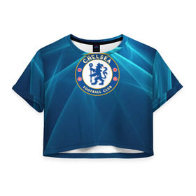 Женская футболка 3D укороченная с принтом Chelsea в Кировске, 100% полиэстер | круглая горловина, длина футболки до линии талии, рукава с отворотами | chelsea | англия | премьер лига | фанат | футбол | футболист | челси