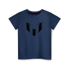 Детская футболка хлопок с принтом Месси (черная) в Кировске, 100% хлопок | круглый вырез горловины, полуприлегающий силуэт, длина до линии бедер | barcelona | leo | lionel | messi | месси