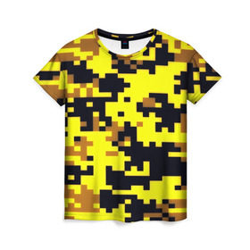 Женская футболка 3D с принтом Пиксели в Кировске, 100% полиэфир ( синтетическое хлопкоподобное полотно) | прямой крой, круглый вырез горловины, длина до линии бедер | военная тематика | камуфляж | милитари