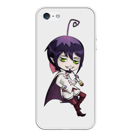 Чехол для iPhone 5/5S матовый с принтом Blue Exorcist Мефисто в Кировске, Силикон | Область печати: задняя сторона чехла, без боковых панелей | Тематика изображения на принте: ao no exorcist | демон | сатана | синий экзорцист