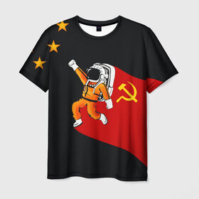 Мужская футболка 3D с принтом Гагарин в Кировске, 100% полиэфир | прямой крой, круглый вырез горловины, длина до линии бедер | день | космонавтики | космос