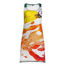 Платье-майка 3D с принтом Абстракционизм 9 в Кировске, 100% полиэстер | полуприлегающий силуэт, широкие бретели, круглый вырез горловины, удлиненный подол сзади. | краски | мазки | масляные | текстуры | цвета