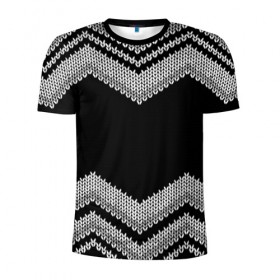 Мужская футболка 3D спортивная с принтом Плетение в Кировске, 100% полиэстер с улучшенными характеристиками | приталенный силуэт, круглая горловина, широкие плечи, сужается к линии бедра | свитер | серый | черный