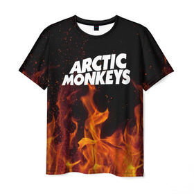 Мужская футболка 3D с принтом Arctic Monkeys fire в Кировске, 100% полиэфир | прямой крой, круглый вырез горловины, длина до линии бедер | 