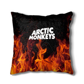 Подушка 3D с принтом Arctic Monkeys fire в Кировске, наволочка – 100% полиэстер, наполнитель – холлофайбер (легкий наполнитель, не вызывает аллергию). | состоит из подушки и наволочки. Наволочка на молнии, легко снимается для стирки | 