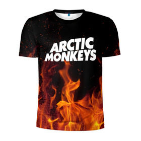 Мужская футболка 3D спортивная с принтом Arctic Monkeys fire в Кировске, 100% полиэстер с улучшенными характеристиками | приталенный силуэт, круглая горловина, широкие плечи, сужается к линии бедра | 