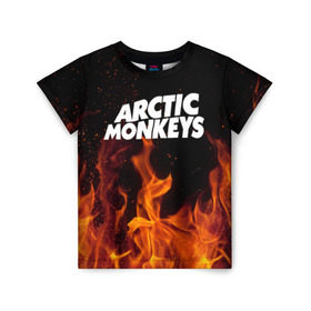 Детская футболка 3D с принтом Arctic Monkeys fire в Кировске, 100% гипоаллергенный полиэфир | прямой крой, круглый вырез горловины, длина до линии бедер, чуть спущенное плечо, ткань немного тянется | Тематика изображения на принте: 