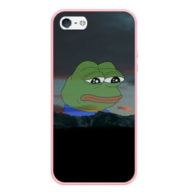 Чехол для iPhone 5/5S матовый с принтом Sad frog в Кировске, Силикон | Область печати: задняя сторона чехла, без боковых панелей | pepe | пепе