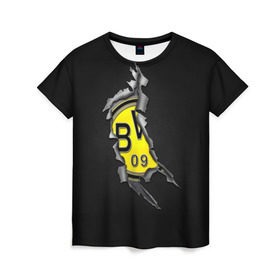 Женская футболка 3D с принтом BVB в Кировске, 100% полиэфир ( синтетическое хлопкоподобное полотно) | прямой крой, круглый вырез горловины, длина до линии бедер | боруссия | дортмунд