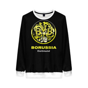 Женский свитшот 3D с принтом Borussia Dortmund в Кировске, 100% полиэстер с мягким внутренним слоем | круглый вырез горловины, мягкая резинка на манжетах и поясе, свободная посадка по фигуре | боруссия | дортмунд