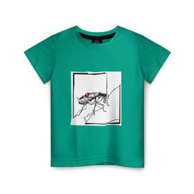 Детская футболка хлопок с принтом Превращение Замзы в Кировске, 100% хлопок | круглый вырез горловины, полуприлегающий силуэт, длина до линии бедер | арт | грегор замза | кафка | линии | превращение | таракан | черно белый | яблоко