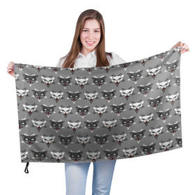 Флаг 3D с принтом Злые котики в Кировске, 100% полиэстер | плотность ткани — 95 г/м2, размер — 67 х 109 см. Принт наносится с одной стороны | дьявол | звезда | кот | котик | кошка | милота | пентаграмма | серый | юмор