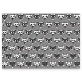 Поздравительная открытка с принтом Злые котики в Кировске, 100% бумага | плотность бумаги 280 г/м2, матовая, на обратной стороне линовка и место для марки
 | дьявол | звезда | кот | котик | кошка | милота | пентаграмма | серый | юмор