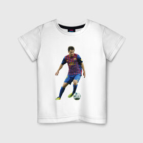 Детская футболка хлопок с принтом Месси в Кировске, 100% хлопок | круглый вырез горловины, полуприлегающий силуэт, длина до линии бедер | 