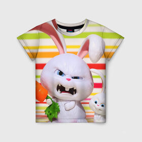 Детская футболка 3D с принтом Злой кролик в Кировске, 100% гипоаллергенный полиэфир | прямой крой, круглый вырез горловины, длина до линии бедер, чуть спущенное плечо, ткань немного тянется | животные | злой | игрушка | кролик | мультфильм | тайная жизнь домашних животных