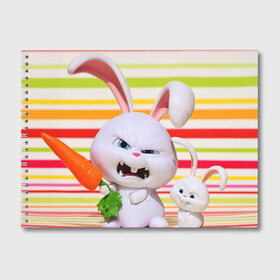 Альбом для рисования с принтом Злой кролик в Кировске, 100% бумага
 | матовая бумага, плотность 200 мг. | животные | злой | игрушка | кролик | мультфильм | тайная жизнь домашних животных