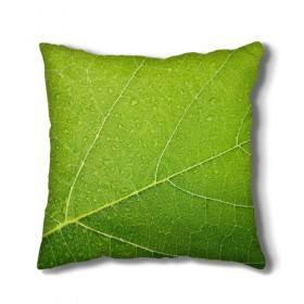 Подушка 3D с принтом Листик 2 в Кировске, наволочка – 100% полиэстер, наполнитель – холлофайбер (легкий наполнитель, не вызывает аллергию). | состоит из подушки и наволочки. Наволочка на молнии, легко снимается для стирки | зеленый | зелень | лист | природа | растения