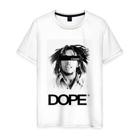 Мужская футболка хлопок с принтом Bob Marley Dope в Кировске, 100% хлопок | прямой крой, круглый вырез горловины, длина до линии бедер, слегка спущенное плечо. | bobmarley | dope | fashion | swag | trend