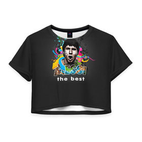 Женская футболка 3D укороченная с принтом Messi the best в Кировске, 100% полиэстер | круглая горловина, длина футболки до линии талии, рукава с отворотами | 