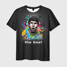 Мужская футболка 3D с принтом Messi the best в Кировске, 100% полиэфир | прямой крой, круглый вырез горловины, длина до линии бедер | 