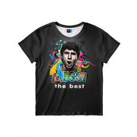 Детская футболка 3D с принтом Messi the best в Кировске, 100% гипоаллергенный полиэфир | прямой крой, круглый вырез горловины, длина до линии бедер, чуть спущенное плечо, ткань немного тянется | Тематика изображения на принте: 