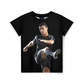 Детская футболка 3D с принтом Роналдо в Кировске, 100% гипоаллергенный полиэфир | прямой крой, круглый вырез горловины, длина до линии бедер, чуть спущенное плечо, ткань немного тянется | real | ronaldo | реал мадрид | роналдо | футбол | футболист