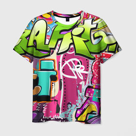 Мужская футболка 3D с принтом Граффити в Кировске, 100% полиэфир | прямой крой, круглый вырез горловины, длина до линии бедер | балон | граффити | краски | молодежь | рисунок | стена | стиль | улица | уличный образ