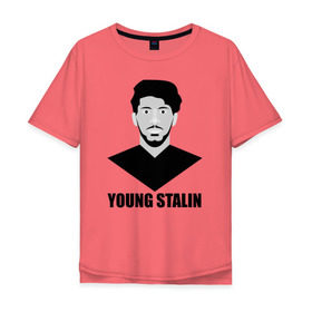 Мужская футболка хлопок Oversize с принтом Young Stalin в Кировске, 100% хлопок | свободный крой, круглый ворот, “спинка” длиннее передней части | Тематика изображения на принте: молодой | патриот | россия | советский | ссср | сталин