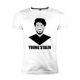 Мужская футболка премиум с принтом Young Stalin в Кировске, 92% хлопок, 8% лайкра | приталенный силуэт, круглый вырез ворота, длина до линии бедра, короткий рукав | молодой | патриот | россия | советский | ссср | сталин
