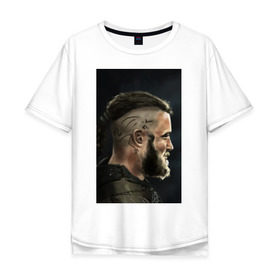 Мужская футболка хлопок Oversize с принтом Ragnar Lodbrock в Кировске, 100% хлопок | свободный крой, круглый ворот, “спинка” длиннее передней части | ragnar lodbrock | vikings | викинги | рагнар лодброк