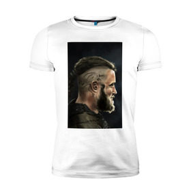 Мужская футболка премиум с принтом Ragnar Lodbrock в Кировске, 92% хлопок, 8% лайкра | приталенный силуэт, круглый вырез ворота, длина до линии бедра, короткий рукав | ragnar lodbrock | vikings | викинги | рагнар лодброк