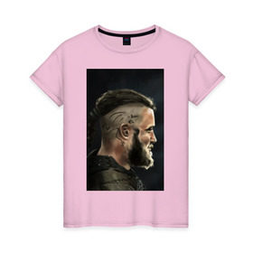 Женская футболка хлопок с принтом Ragnar Lodbrock в Кировске, 100% хлопок | прямой крой, круглый вырез горловины, длина до линии бедер, слегка спущенное плечо | ragnar lodbrock | vikings | викинги | рагнар лодброк