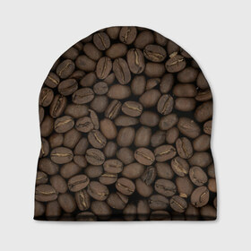 Шапка 3D с принтом Кофейные зёрна в Кировске, 100% полиэстер | универсальный размер, печать по всей поверхности изделия | Тематика изображения на принте: coffee | coffee grains | grains | кофе | кофейные зёрна