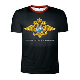 Мужская футболка 3D спортивная с принтом Полиция Российской Федерации в Кировске, 100% полиэстер с улучшенными характеристиками | приталенный силуэт, круглая горловина, широкие плечи, сужается к линии бедра | Тематика изображения на принте: милиция