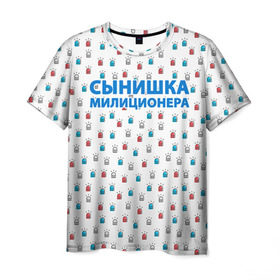 Мужская футболка 3D с принтом Полиция Российской Федерации в Кировске, 100% полиэфир | прямой крой, круглый вырез горловины, длина до линии бедер | милиция